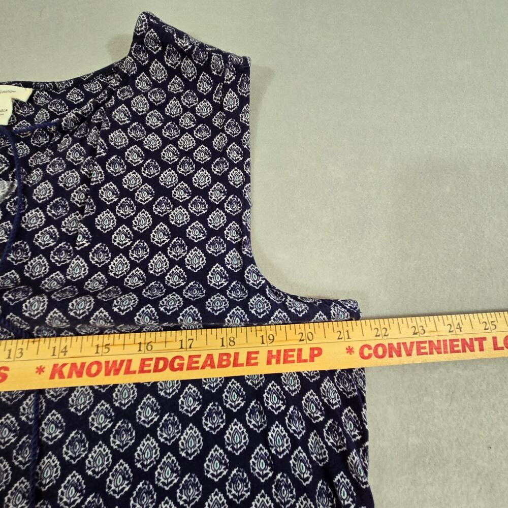 Beach Lunch Lounge Shift Dress Womens Blue Paisley Tassled Split Neck - Picture 7 of 11